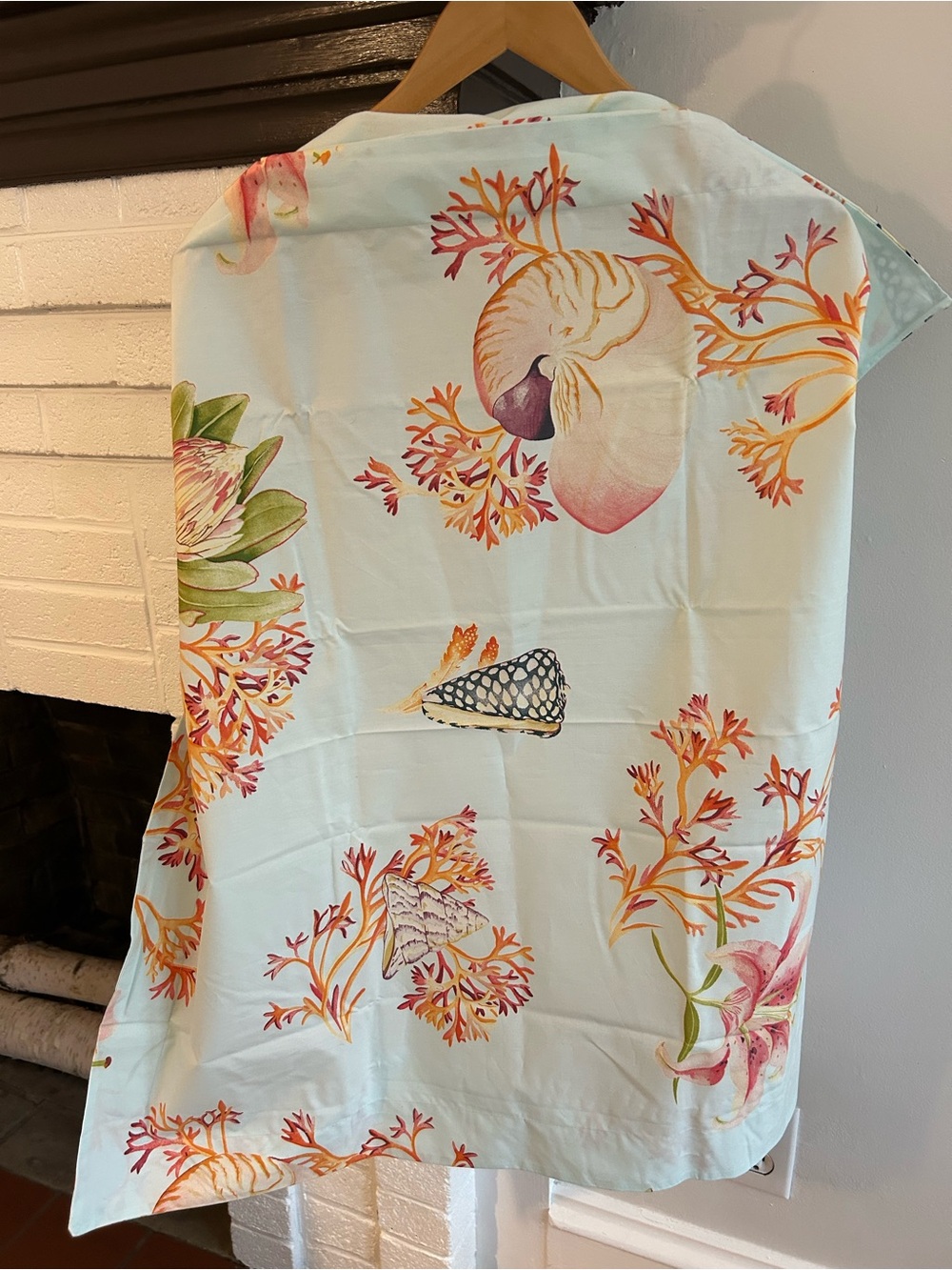 Pottery Barn Light Blue Floral Cotton Euro Pillow Sham Set of 2